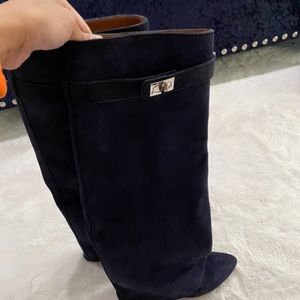 Blue suede givenchy shark  boots